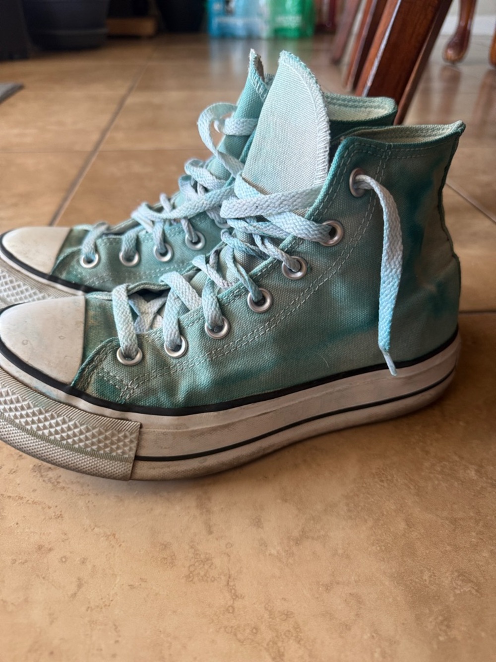 Classic High-Top Canvas Sneakers in Aqua